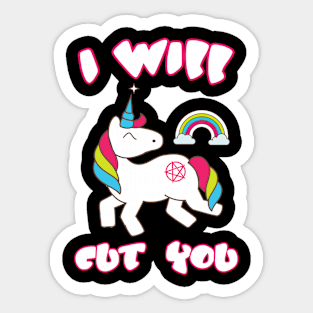 Funny Emo Unicorn Saying I Will Cut You Sticker